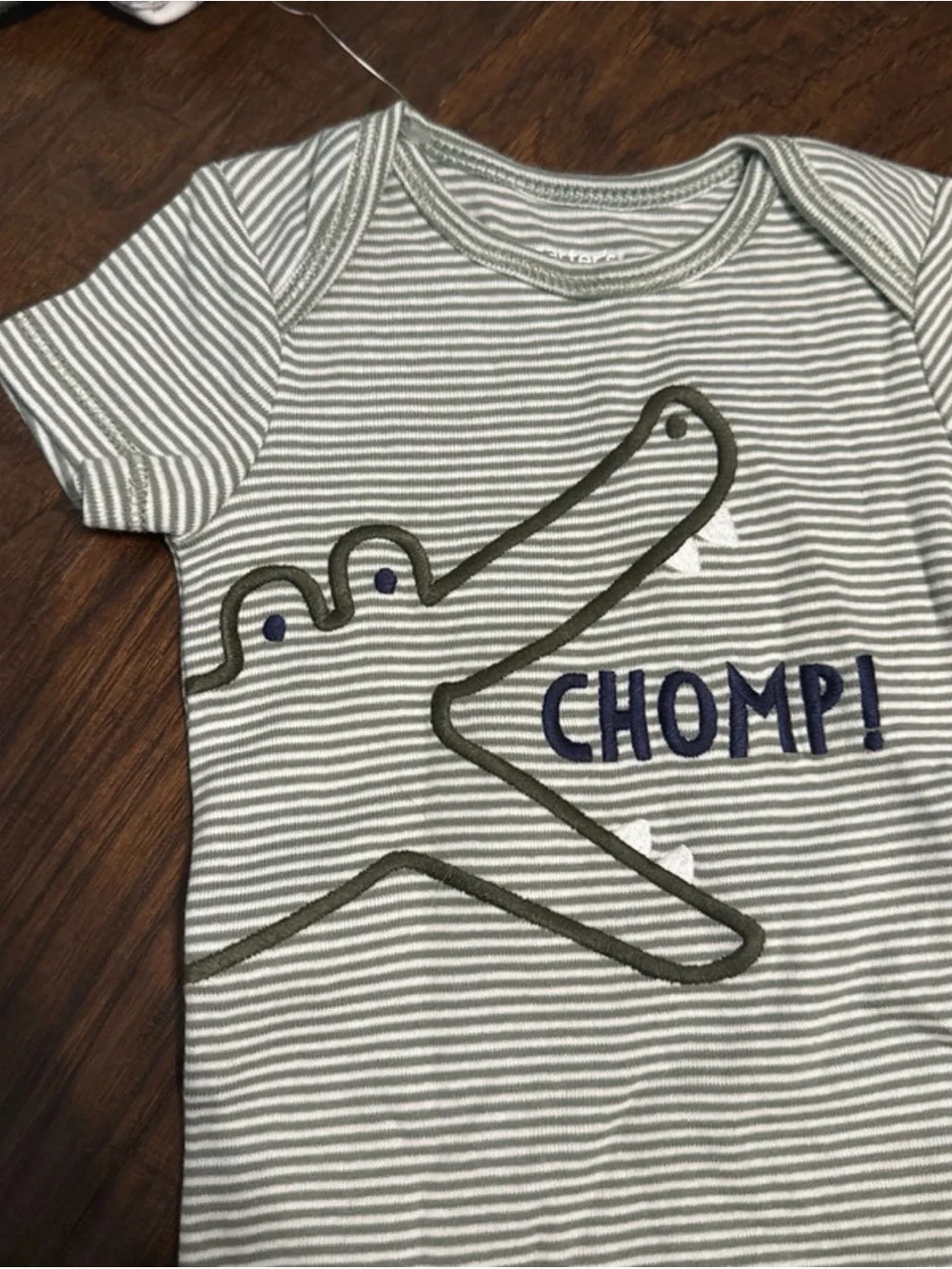 Carter's Green 'CHOMP' Crocodile Baby Three-Piece Set 6 Months NWT Onesie Pants